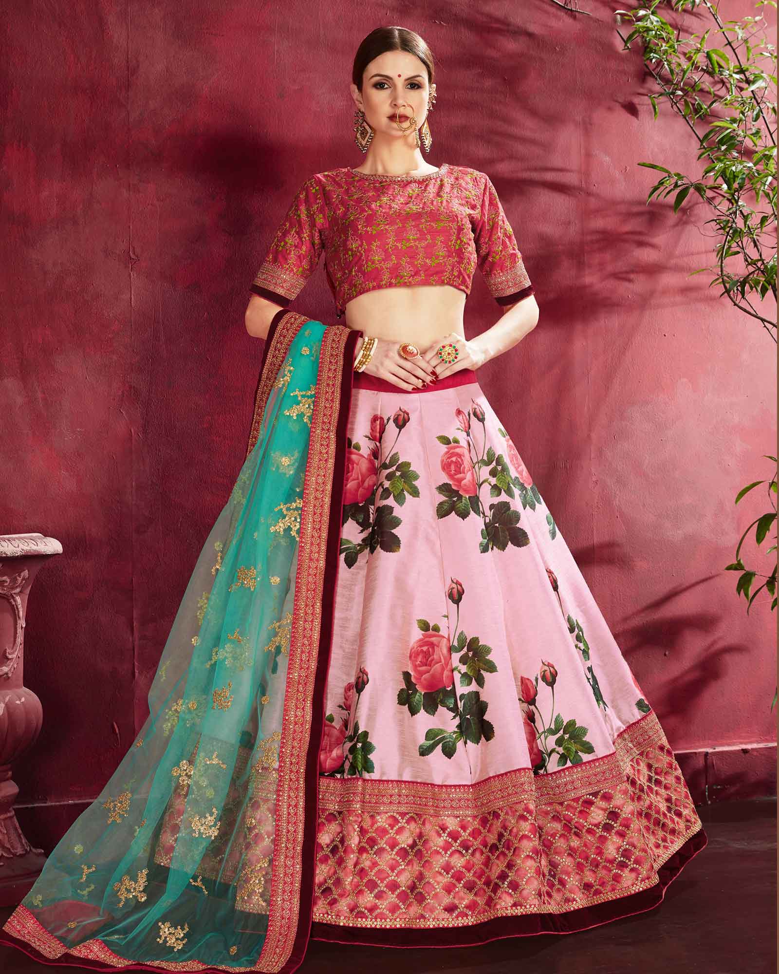 Buy Rama New Floral Printed Lehenga Choli at Rs. 3695 online from Surati  Fabric designer lehenga : SFRNFP
