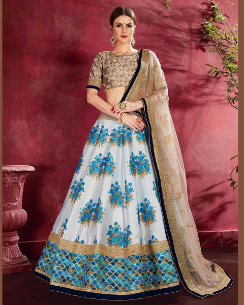 White And Blue Colour Prerana New Designer Ethnic Wear Exclusive Silk  Lehenga Choli Collection 1216 - The Ethnic World