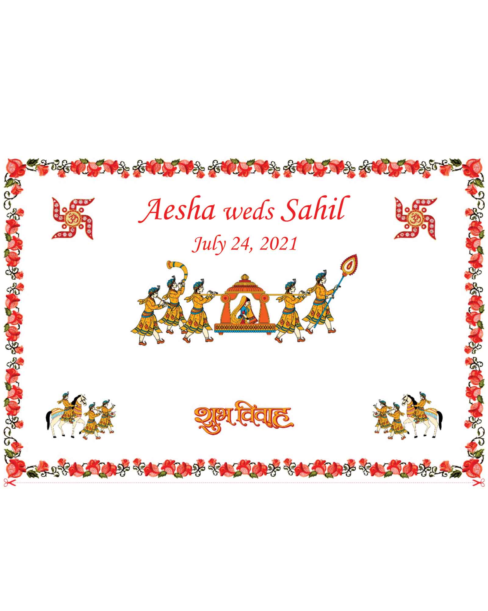 Couple Name Printed Dulhan Doli Design Antarpat