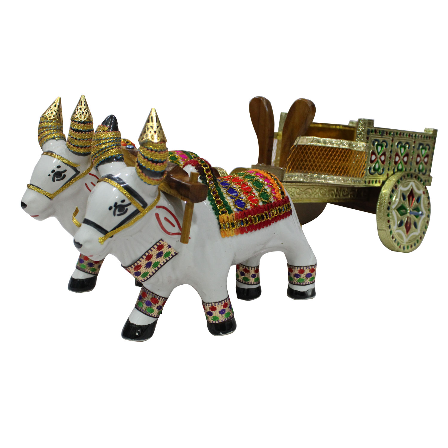 Oxidised Multi Color Decorative Bullock Cart