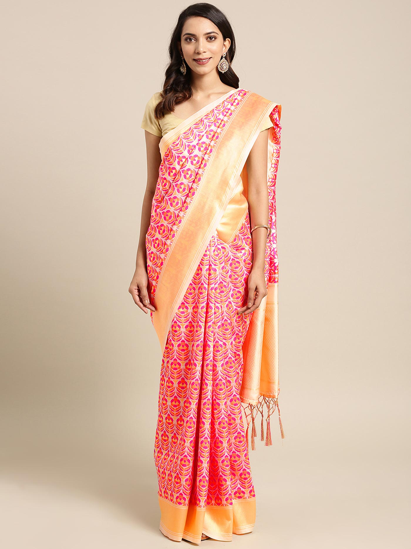 Pink Banarasi Silk Jacquard Saree