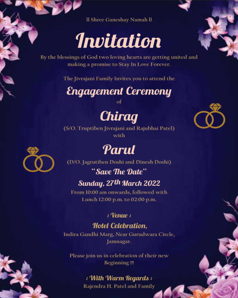 Ring Ceremony Invitation Digital Card