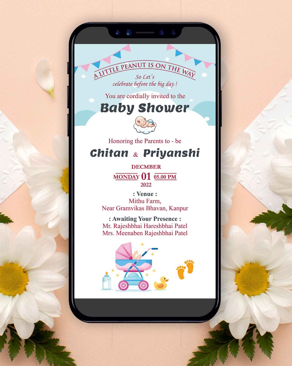 Craddle Theme Baby Shower E-Card