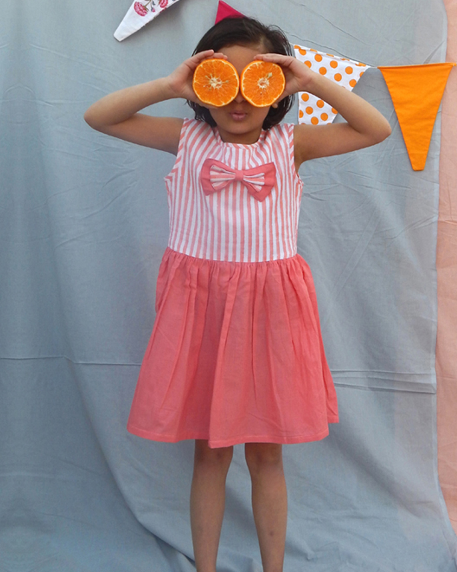  Peach Striped Cosmopolitan Dress