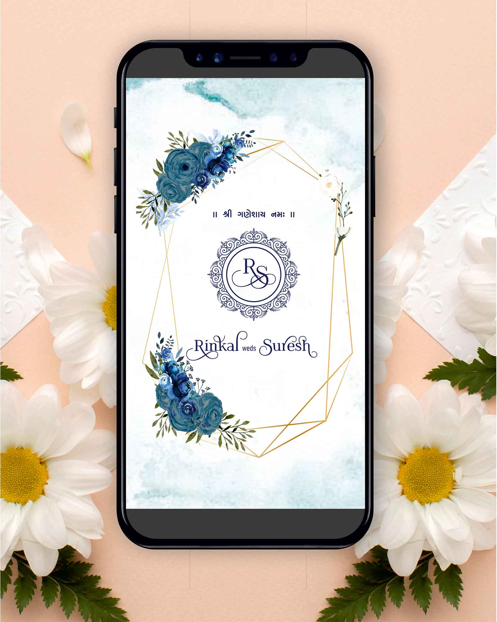 PDF Sky Blue floral Theme E invite 