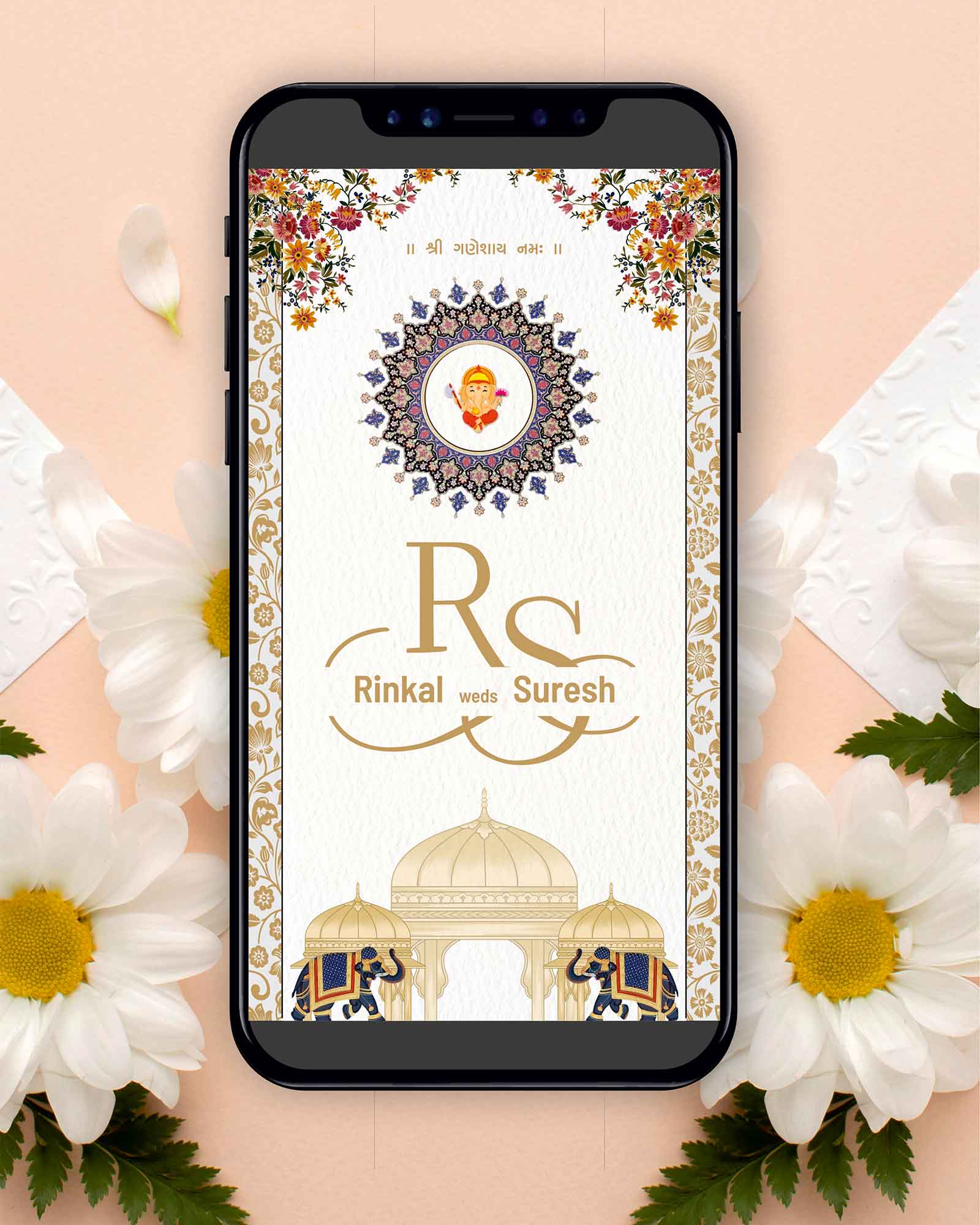 PDF Rajwadi Theme Wedding E-invite
