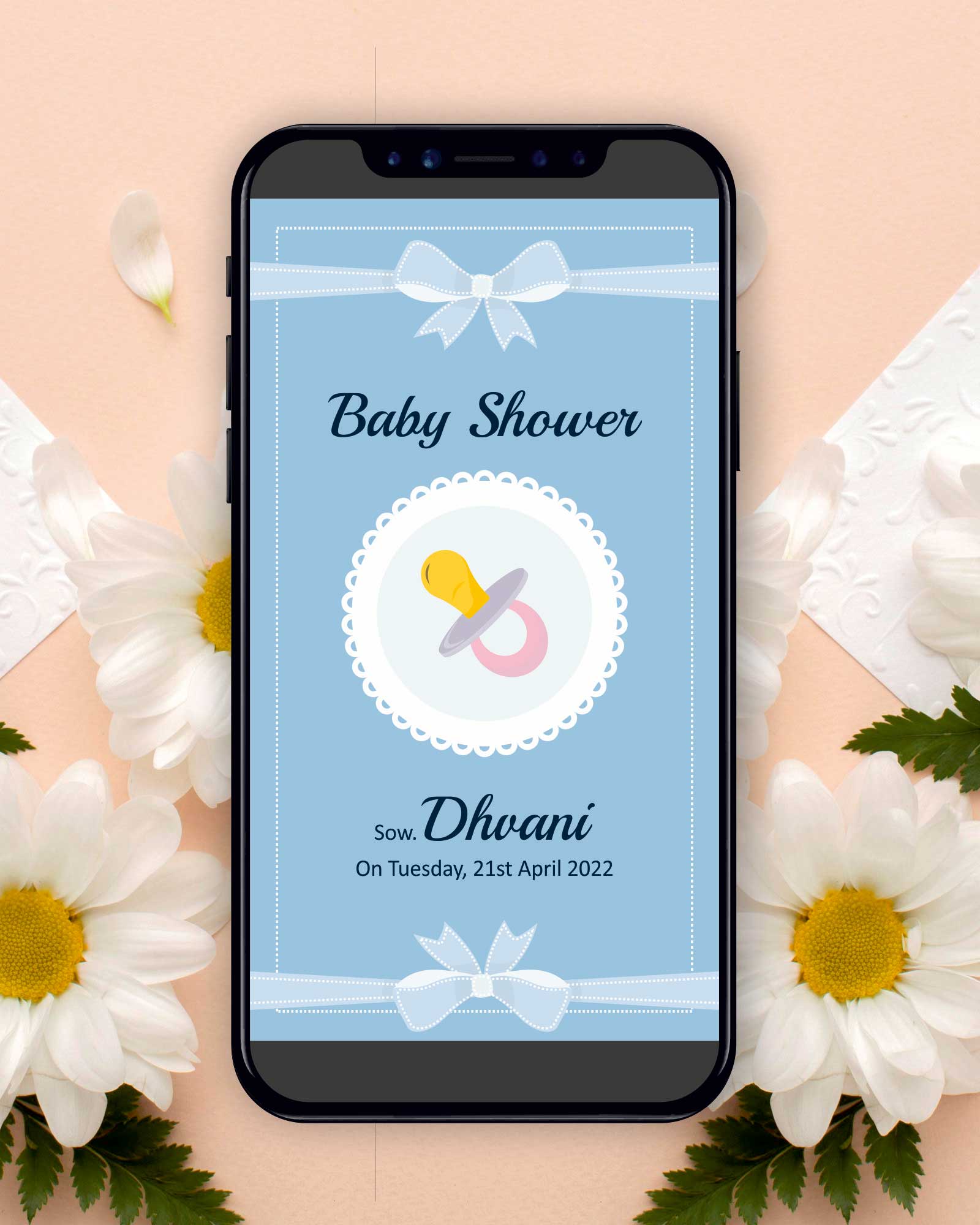 PDF Blue Theme Baby Shower E-invite 