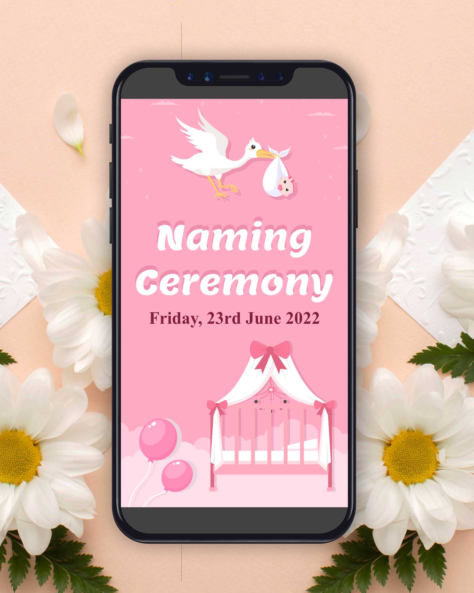 PDF Pink Theme Naming Ceremony E invite