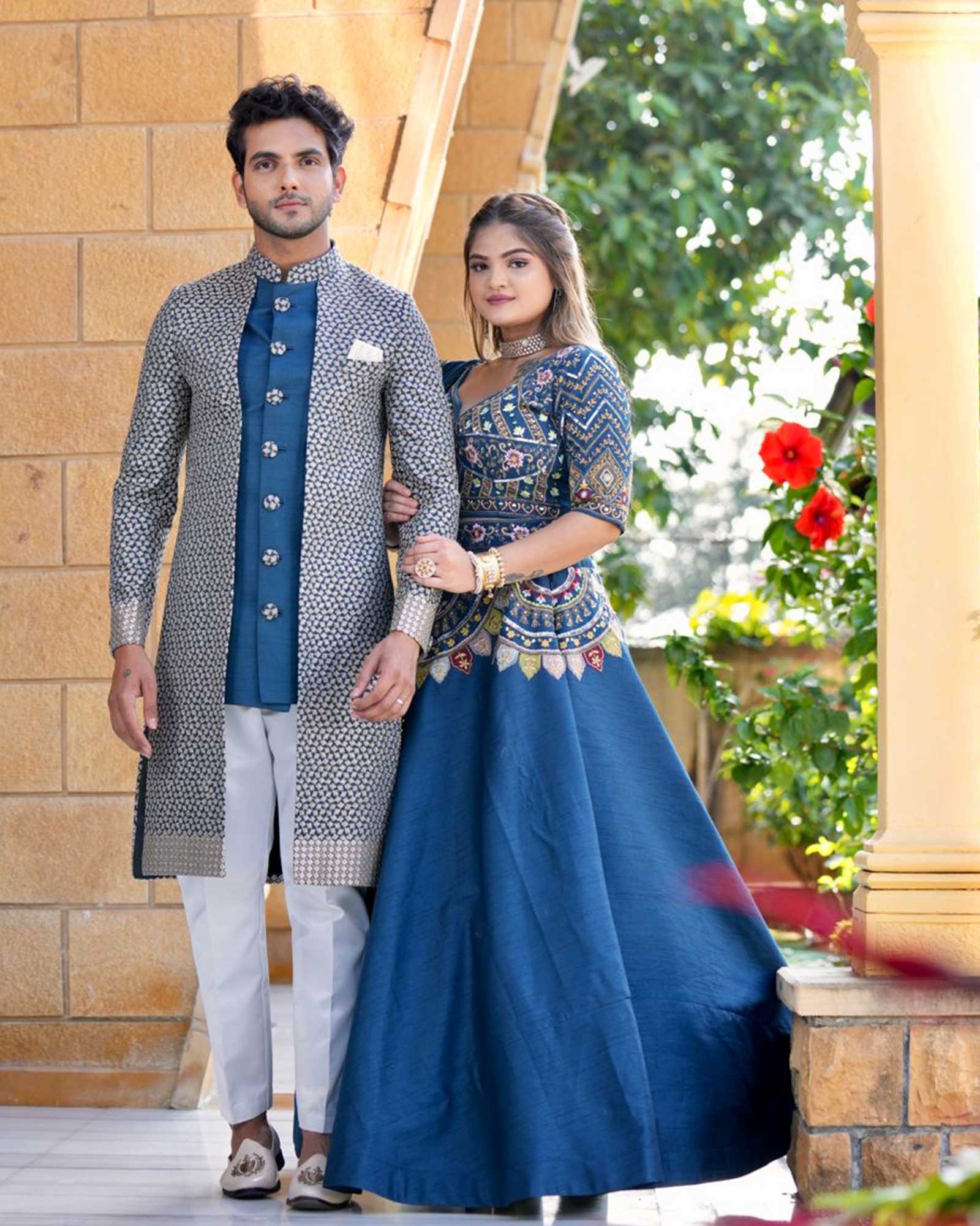 Embroidered Western Wear Green & White Couple Dress at Rs 3500 in Chandigarh