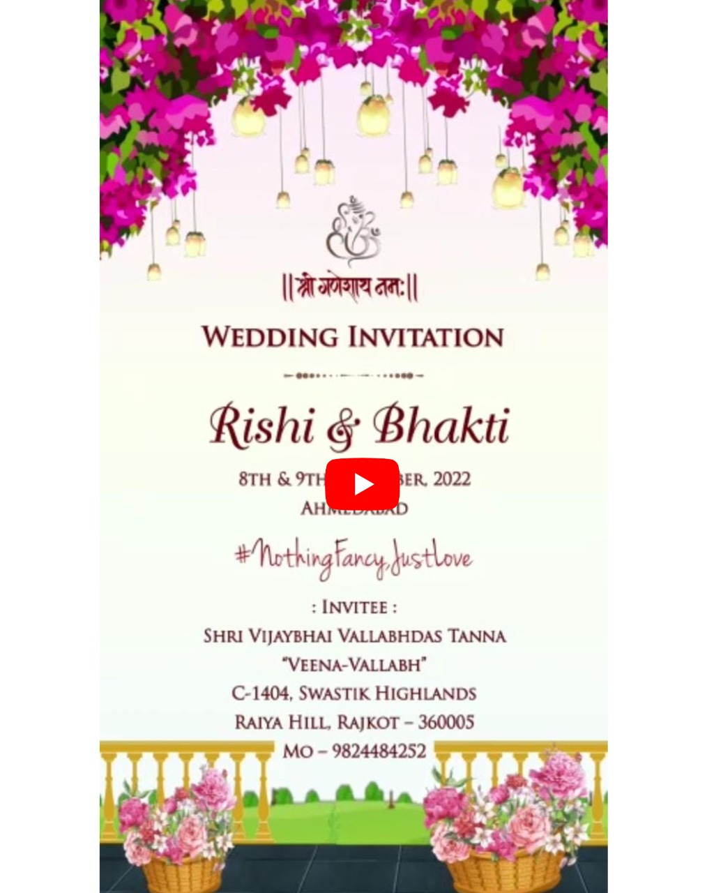 Elegant Floral Wedding Theme E invite