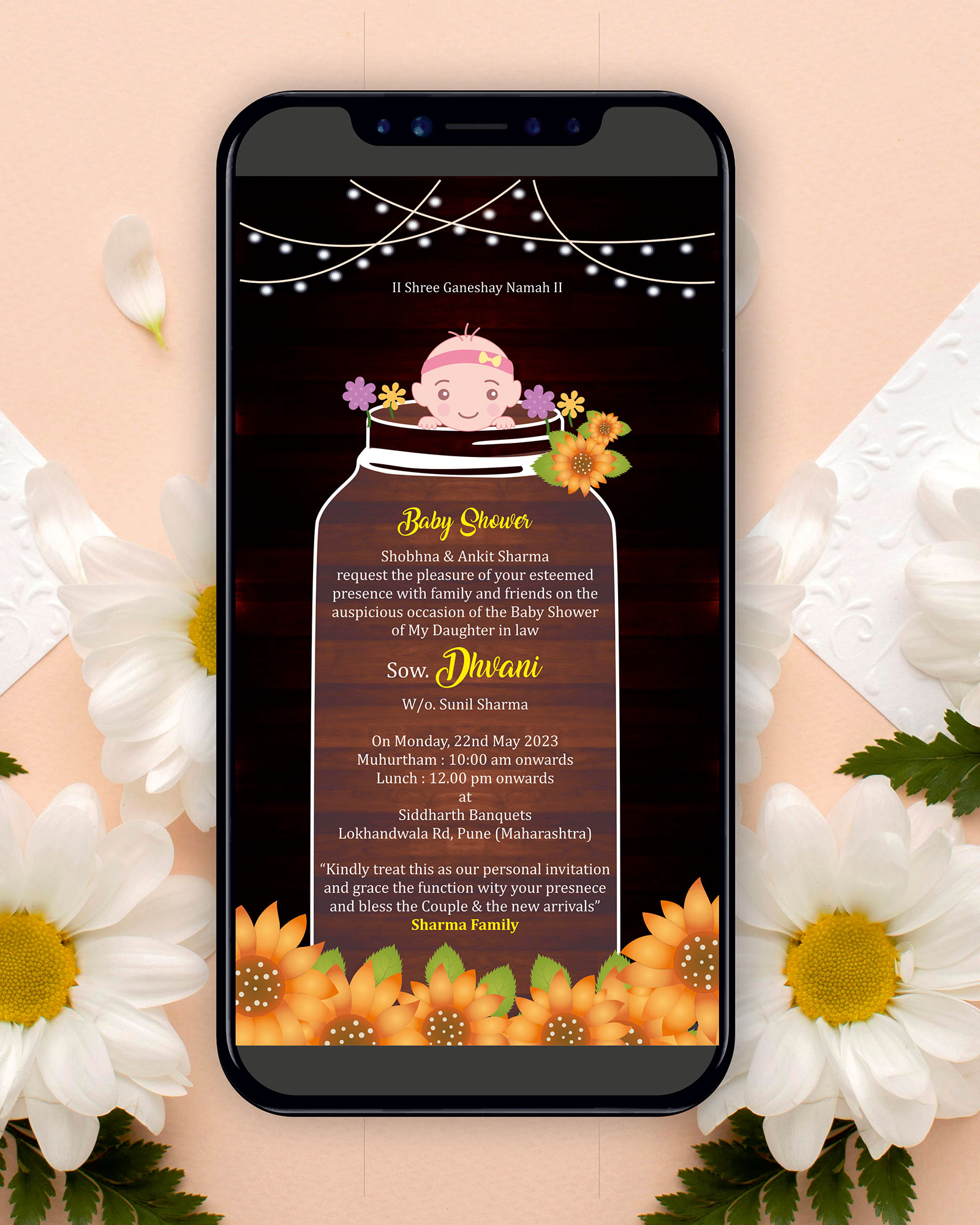 Jar Theme baby Shower Invitation