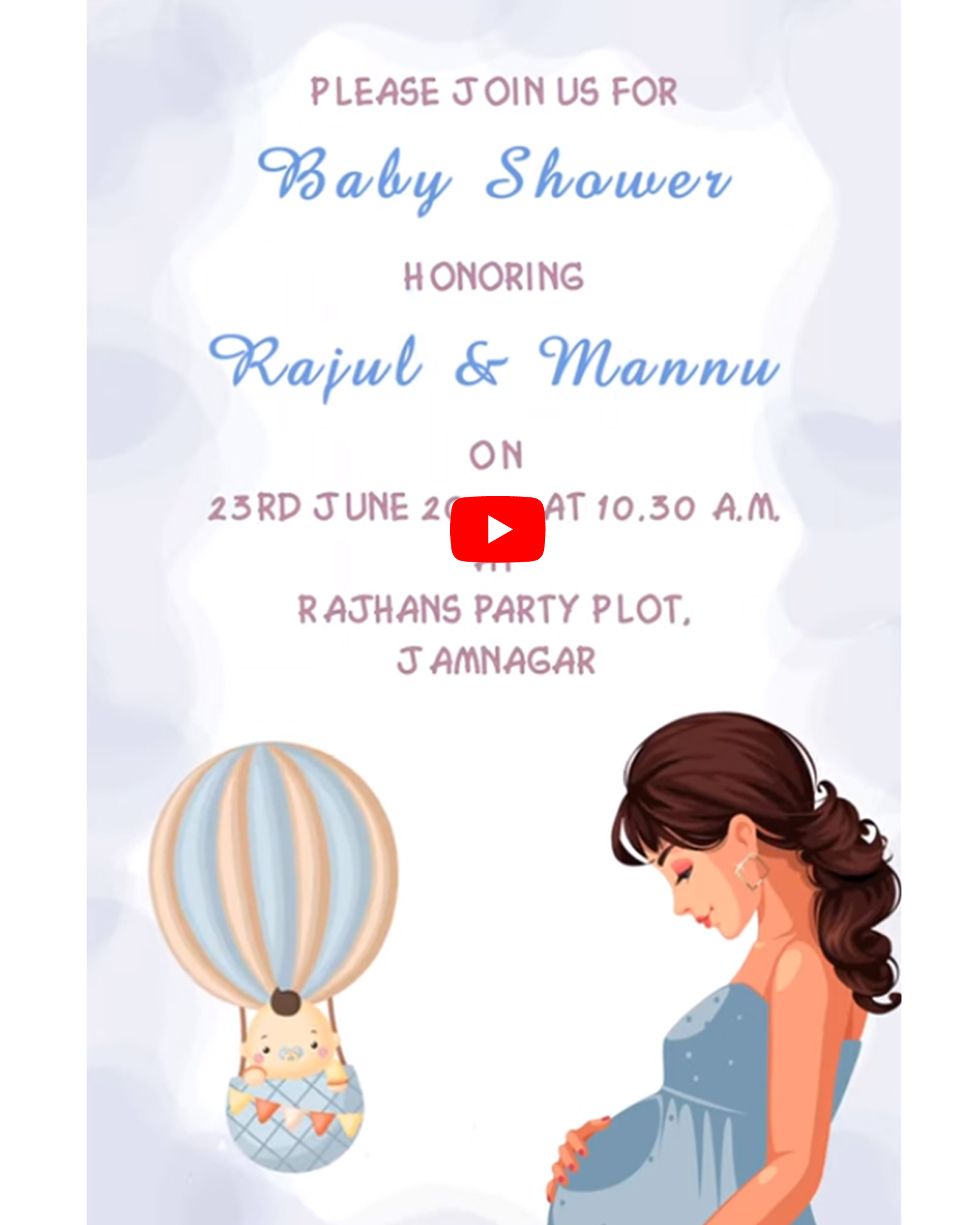 Pastel Air Balloon Theme Baby Shower E-invite (Baby Shower 8)