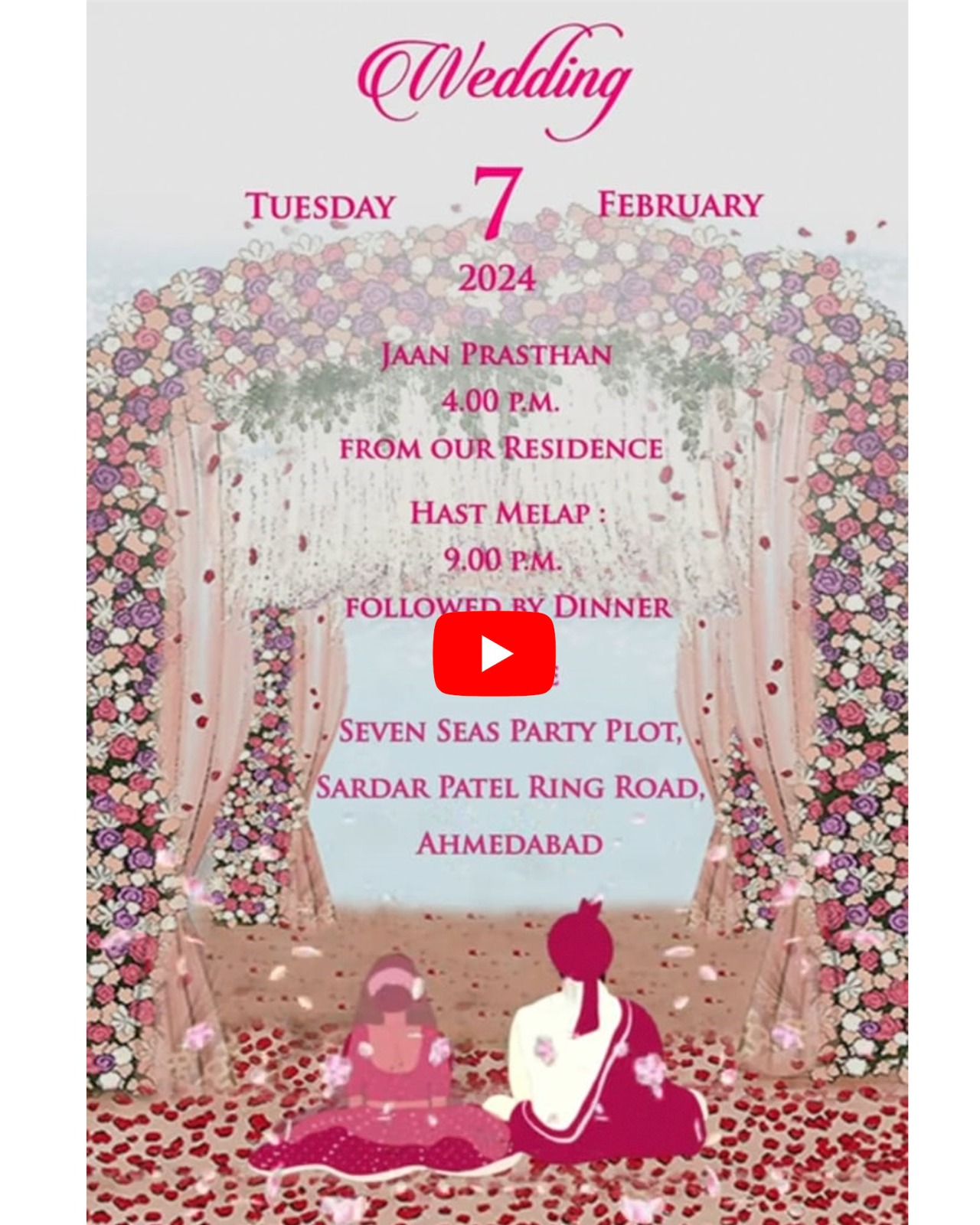 Digital Hindu Wedding Caricature Wedding Invitations (Wedding 13)