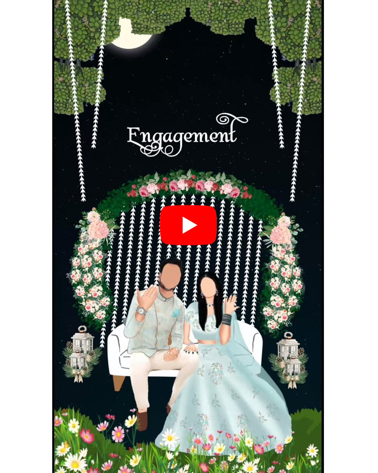 Couple Caricature Engagement Invitation (Engagement 3)