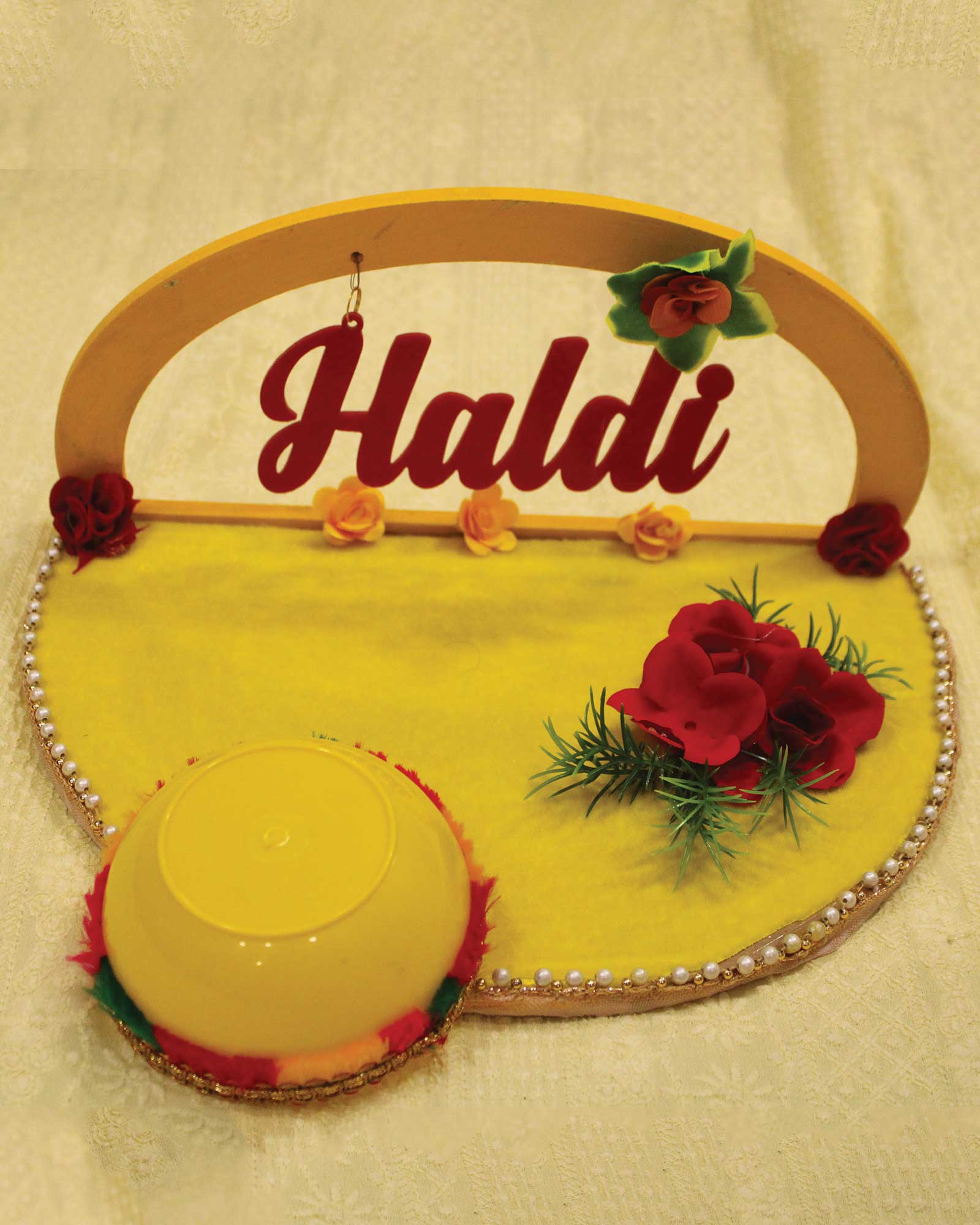 Personalized Wedding Haldi Platter with Bride And Groom Names Online In  India