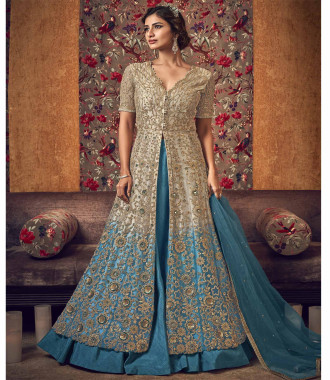 Offwhite color Indo western bridal gown – Panache Haute Couture