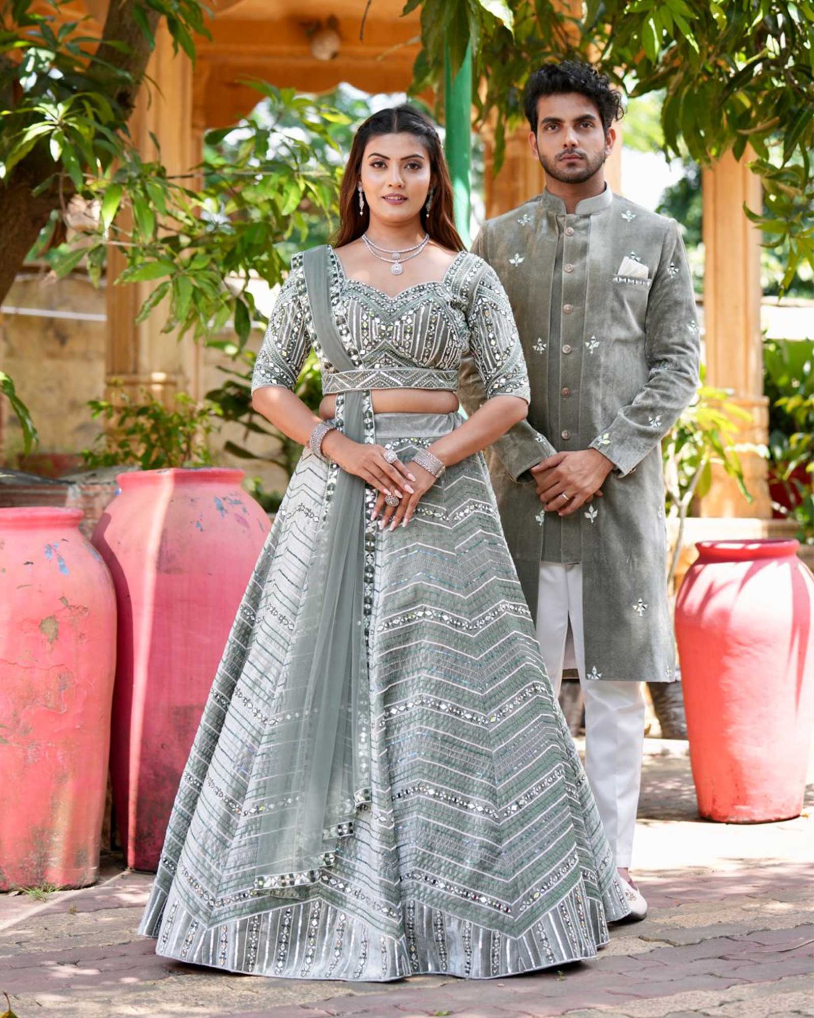 Amazon.com: ETHNIC EMPORIUM Grey Indian Bridal Silk zarkan Lehenga Choli  Dupatta Wedding Dress 8472 (s) : Clothing, Shoes & Jewelry