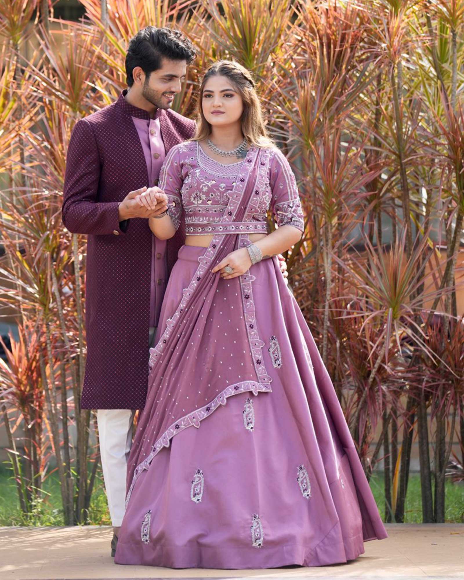 Matching Purple Wedding Dress Couple for a Stunning Ceremony