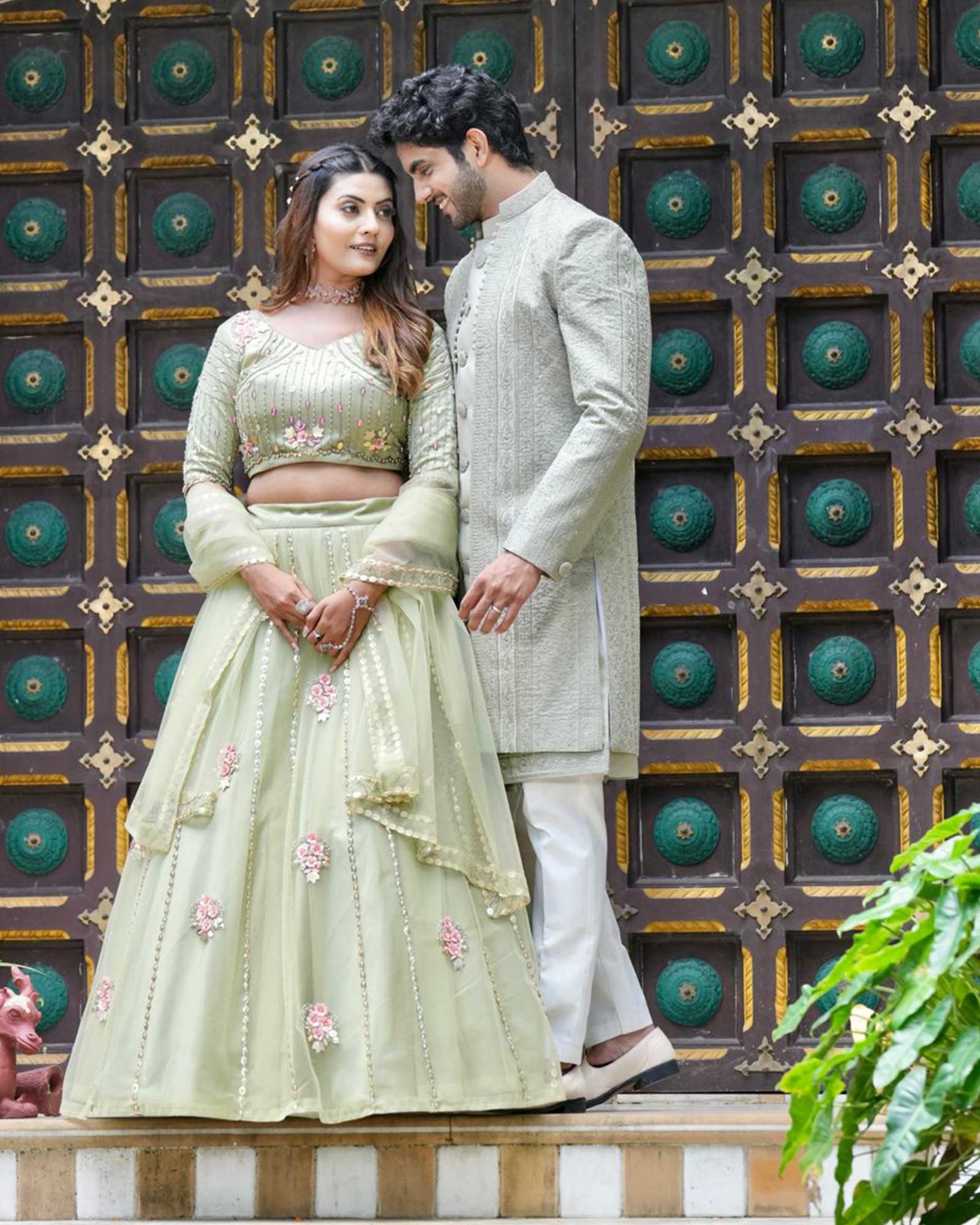 Pure Pista Wedding Wear For Couple