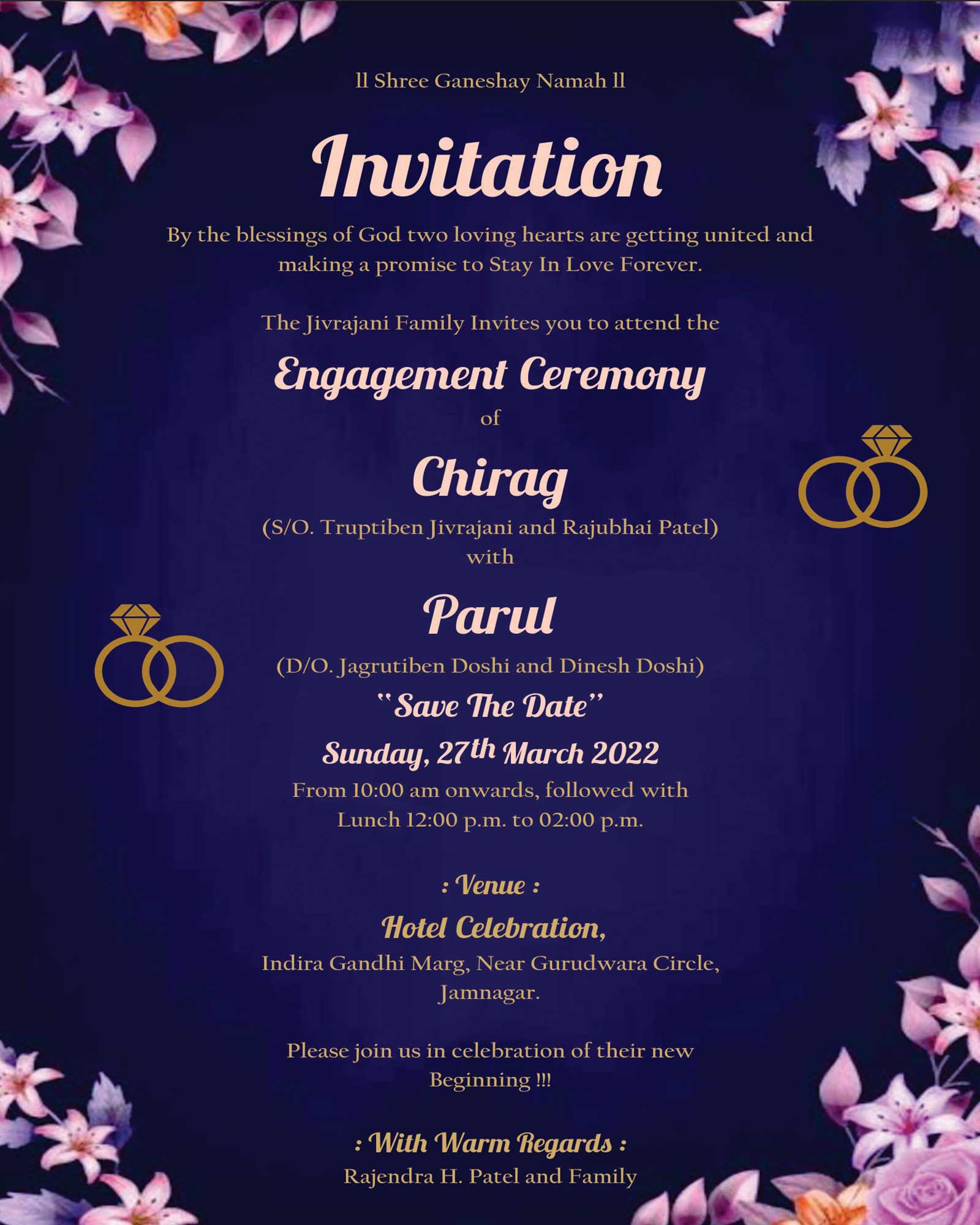 Digital Ring Ceremony Invitations & Whatsapp Engagement Invite - Etsy